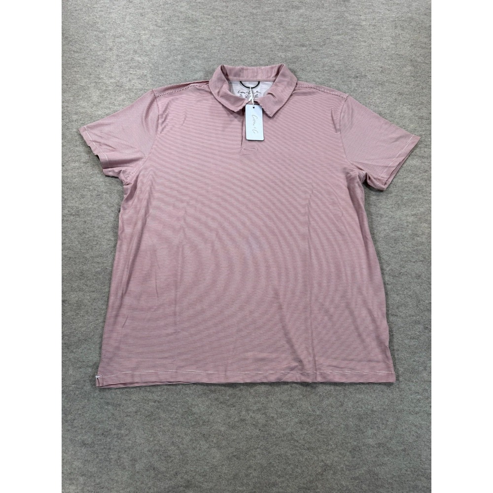 Cotton & Co Mens XL Polo Shirt Red Clay Stripe Stretch Wicking CL7SKT16966
